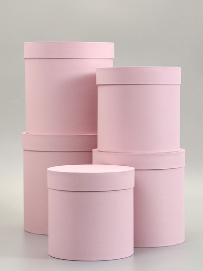 Набор круглых коробок 5 в 1 «Краски», пыльная роза, 25×25×25 - 19×19×19 см