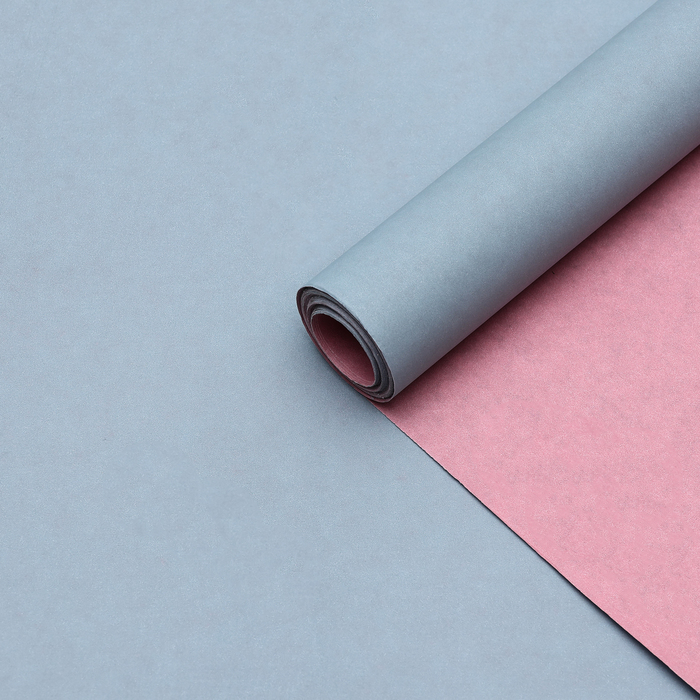 Бумага упаковочная крафт, двухсторонняя, серо-розовый 0,68  х 10 м - Фото 1