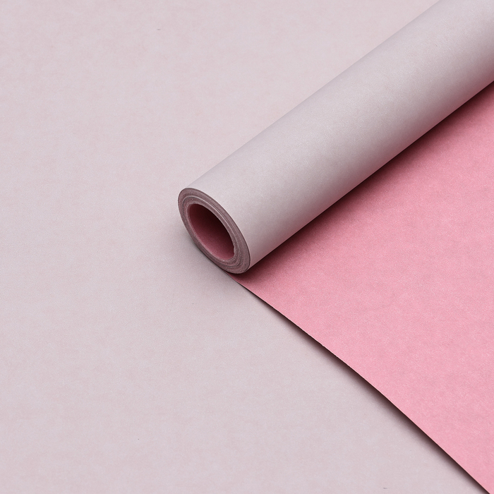 Бумага упаковочная крафт, двухсторонняя, ваниль-розовый 0,68 х 10 м - Фото 1