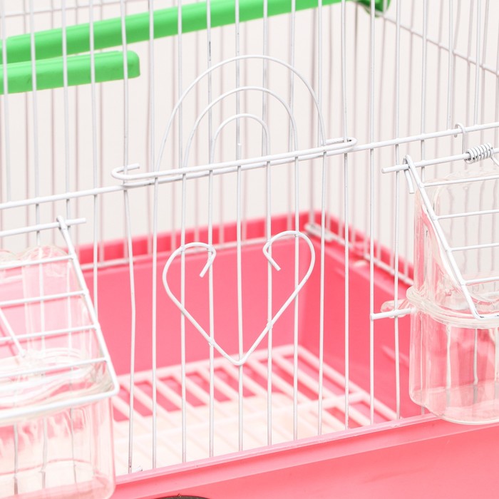 Клетка для птиц фигурная укомплектованная, 30 х 23 х 39 см, розовая