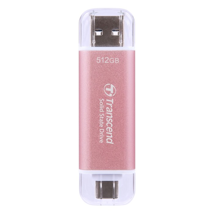 Накопитель SSD Transcend USB-C 512GB TS512GESD310P розовый USB-A - Фото 1