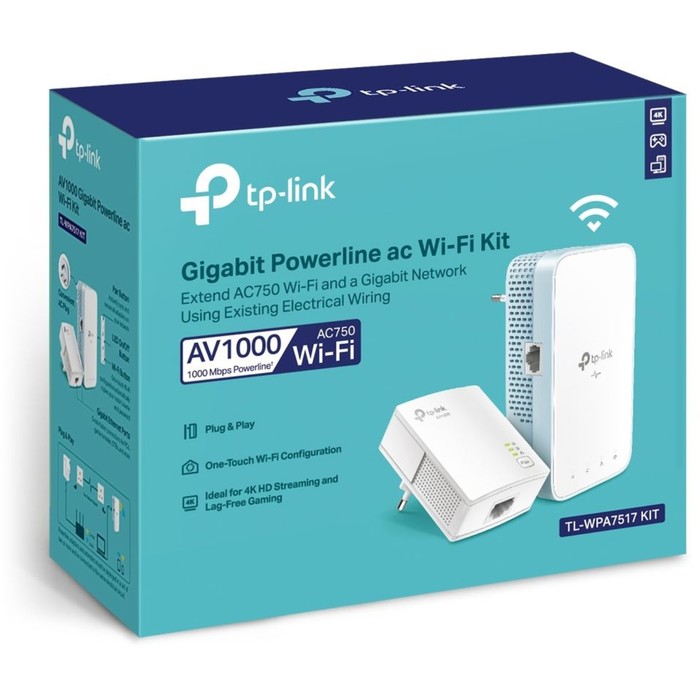 Сетевой адаптер Powerline TP-Link TL-WPA7517 KIT AV1000 Gigabit Ethernet (упак.:2шт) - фото 51529237