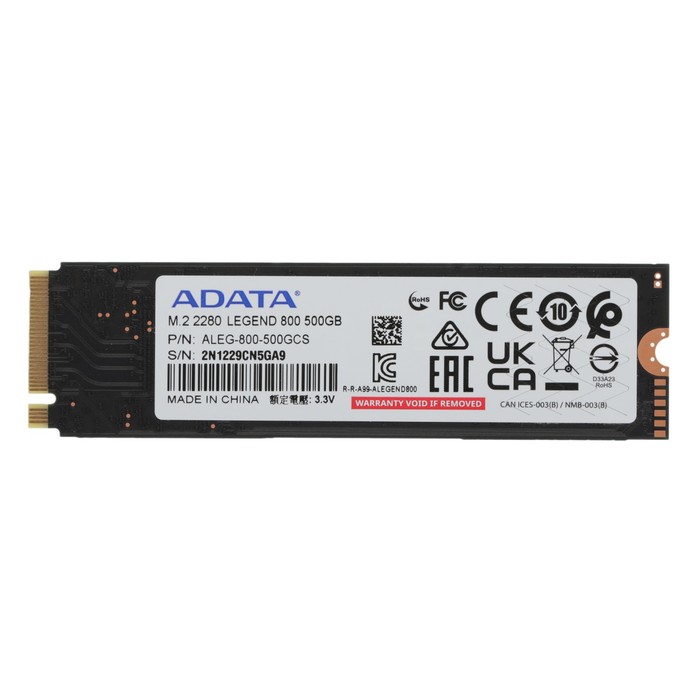 Накопитель SSD A-Data PCIe 4.0 x4 500GB ALEG-800-500GCS Legend 800 M.2 2280 - Фото 1