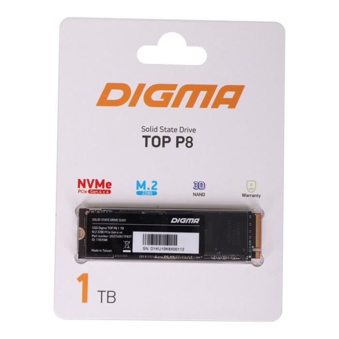 Накопитель SSD Digma PCIe 4.0 x4 1TB DGST4001TP83T Top P8 M.2 2280 - Фото 1