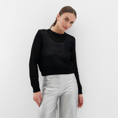 Джемпер сетка женский MIST Knitwear, размер S, чёрный