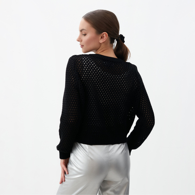 Джемпер сетка женский MIST Knitwear, размер 40-42, чёрный
