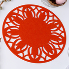Салфетка ХВ "Цветок", для сервировки, цвет морковный, фетр, 28 см х 28 см - Фото 3