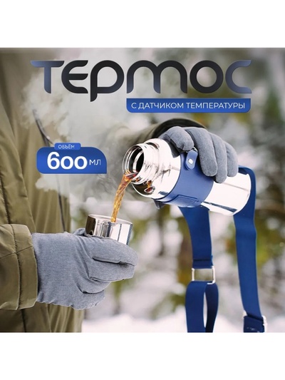 Термос Magistro, 600 мл, h=22.6 см, с ситом и термометром, нержавеющая сталь