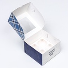 Упаковка на 4 капкейков с окном , "Лучшему мужчине", 16 х 16 х 10 см - фото 808765860