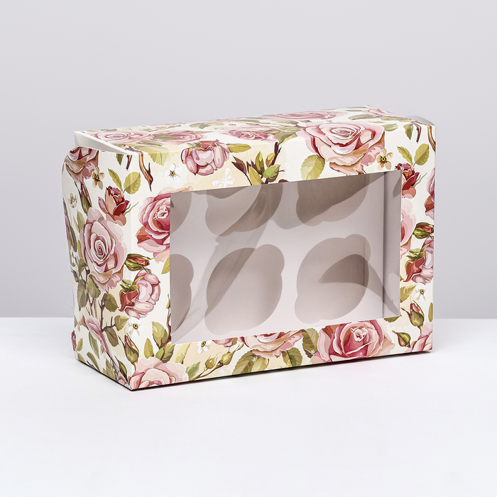 Коробка для 6 капкейков с окном, For you, 25×17×10 см - Фото 1