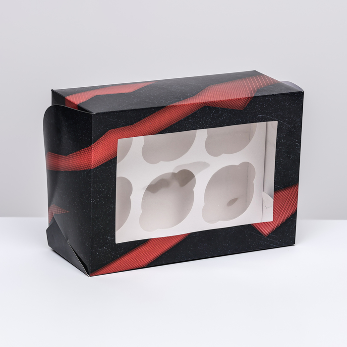 Упаковка на 6 капкейков с окном , "Самому смелому", 25 х 17 х 10 см - Фото 1