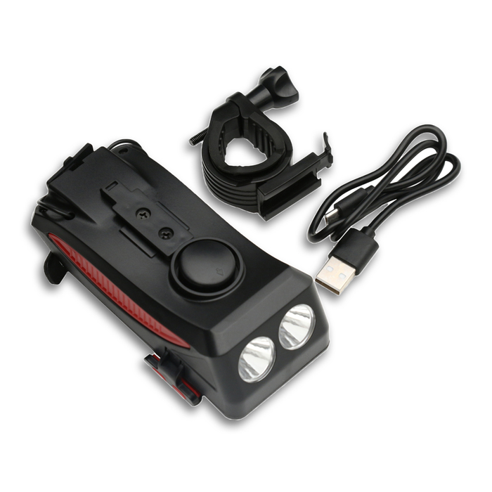 Фонарь велосипедный аккумуляторный,400 лм,2000 мАч,10 Вт,LED, 3 режима,с сигналом,красный - фото 1905128159