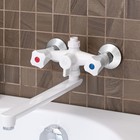 Смеситель для ванны "РМС" PL4-140P, двухвентильный, излив 320 мм, ABS-пластик, белый - Фото 3