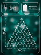 УЦЕНКА Гирлянда «Сеть-ёлка» 2×2 м, IP20, тёмная нить, 152 LED, свечение мульти, 8 режимов, 220 В - Фото 2