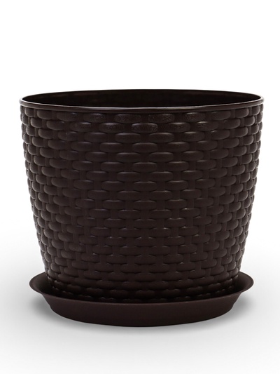 УЦЕНКА Горшок для цветов "Ротанг", БЕЗ ПОДДОНА, 4,7 л, цвет коричневый