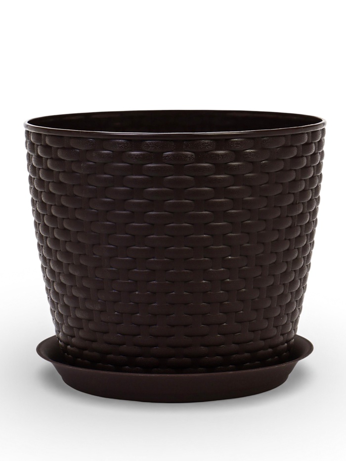 УЦЕНКА Горшок для цветов "Ротанг", БЕЗ ПОДДОНА, 4,7 л, цвет коричневый - Фото 1