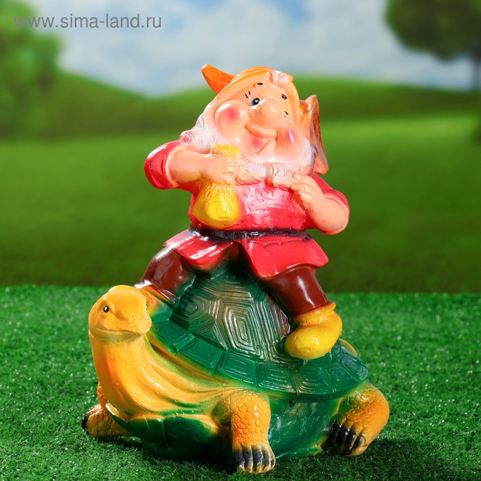 Садовая фигура "Гном на черепахе" 21х27х29см МИКС - Фото 1