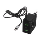 Сетевое зарядное устройство More choice NC48a, 2UCB, 2.1А, кабель Type-C, подсветка, черный - фото 51594540