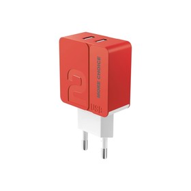 Сетевое зарядное устройство More choice NC46, 2 USB, 2.4 А, красный