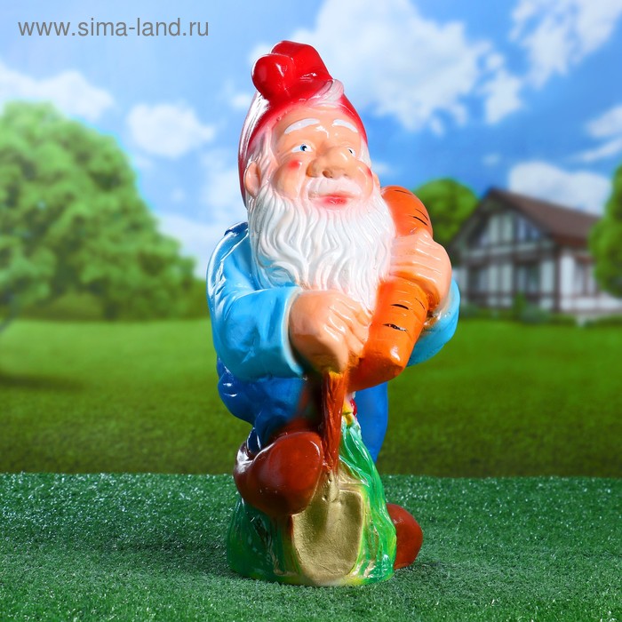 Садовая фигура "Гном с морковью" 23х22х43см МИКС - Фото 1