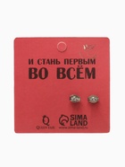 Серьги металл «Пусеты» стальные, линии, цвет серебро - Фото 3