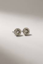 Серьги со стразами «Пусеты» стальные, кристалл, белые в серебре - Фото 2