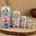 Матрёшка «Зима», голубая, 5 кукольная, люкс - фото 9537096