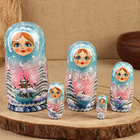 Матрёшка «Зима», голубая, 5 кукольная, люкс - фото 9537098
