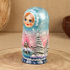 Матрёшка «Зима», голубая, 5 кукольная, люкс - фото 9537100