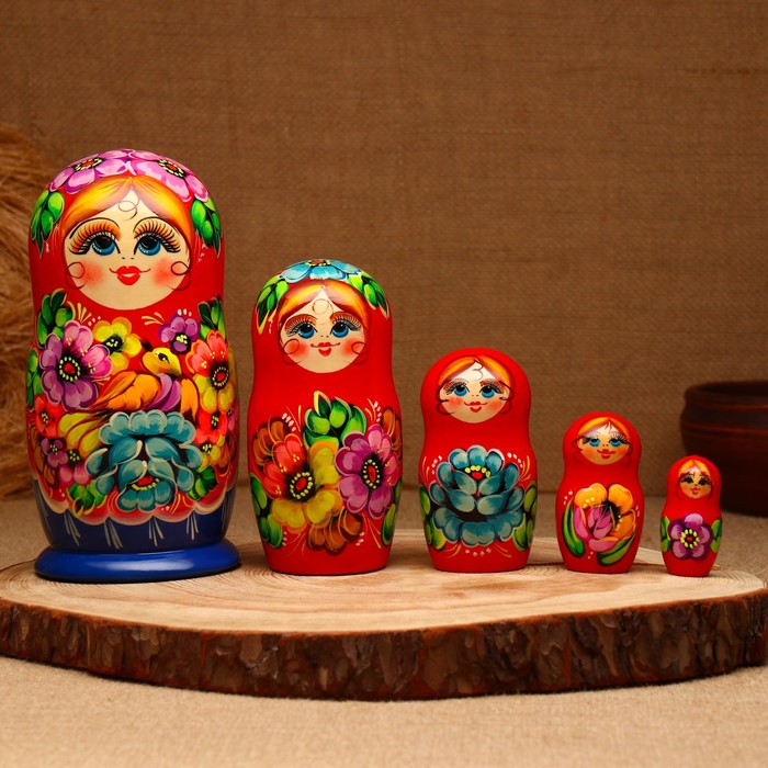 Матрёшка «Цветы», 5 кукольная, люкс, микс - Фото 1