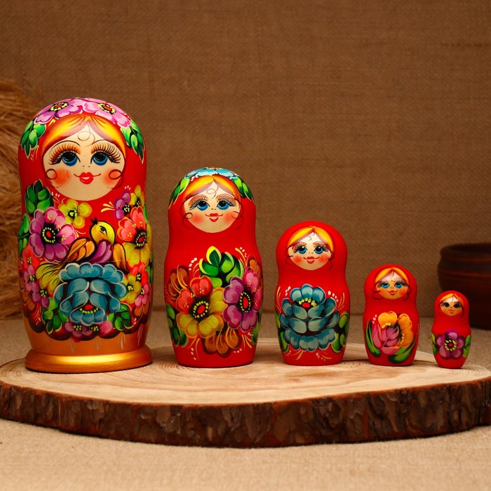 Матрёшка «Цветы», 5 кукольная, люкс, микс - фото 1885963079