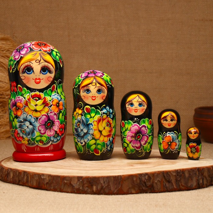 Матрёшка «Цветы», 5 кукольная, люкс, микс - фото 1885963083