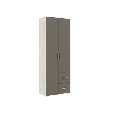 Шкаф двухстворчатый «Фиеста», 800×510×2236 мм, цвет графит/дуб крафт белый
