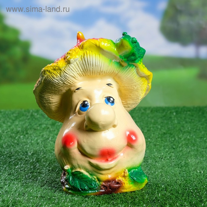 Садовая фигура "Гриб с лягушкой" острая шляпка 18х18х24см - Фото 1