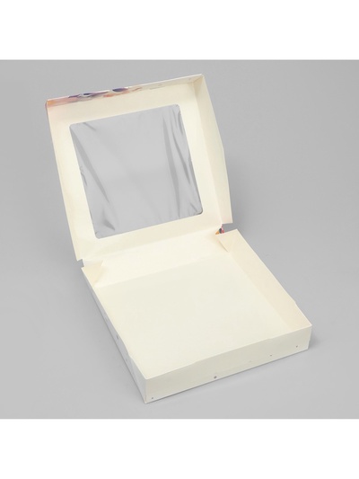 Кондитерская упаковка, коробка с ламинацией «Цветы», 20×20×4 см