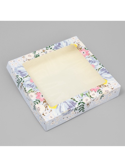 Кондитерская упаковка, коробка с ламинацией «Расцветай», 20 х 20 х 4 см