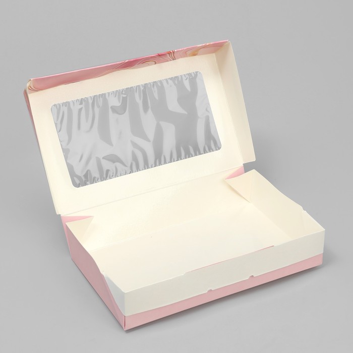 Коробки под конфеты сырники «Розовый мрамор», 20 х 12 х 4 см