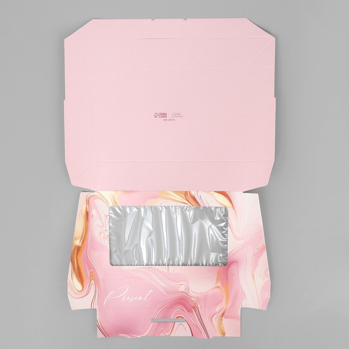 Коробки под конфеты сырники «Розовый мрамор», 20 х 12 х 4 см