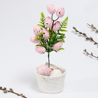 Пасхальный декор «Яйца на ветке» розового цвета, 5 × 11 × 30 см - фото 23703802