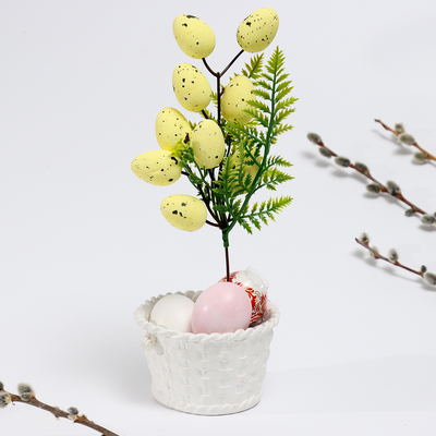 Пасхальный декор «Яйца на ветке» жёлтого цвета, 5 × 11 × 30 см