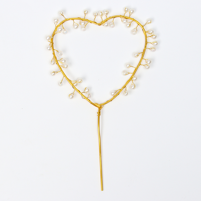 Топпер для торта «Сердце с бусинами», золотой - Фото 1
