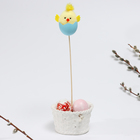 Пасхальный декор на палочке «Цыплёнок в яйце» 5 × 6,5 × 32,5 см - фото 3840447