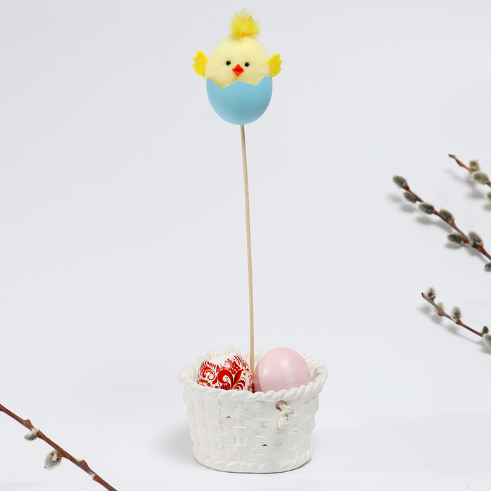 Пасхальный декор на палочке «Цыплёнок в яйце» 5 × 6,5 × 32,5 см - Фото 1