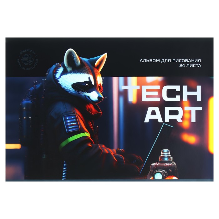 Альбом для рисования А4, 24 листа на скрепке TechArt, обложка картон, блок офсет 100 г/м2, МИКС
