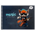 Тетрадь для нот А5, 24 листа на гребне Musical cats, обложка мелованный картон, выборочный УФ-лак, МИКС - фото 9294339