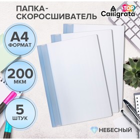 Набор папок-скоросшивателей А4, 200 мкм, Calligrata TOP Breeze, 5 штук, небесный 9915358