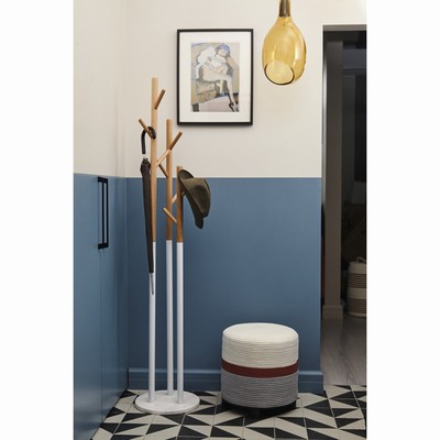 Вешалка напольная Solheim, 340×340×1710 мм, цвет белый мрамор / натуральное дерево