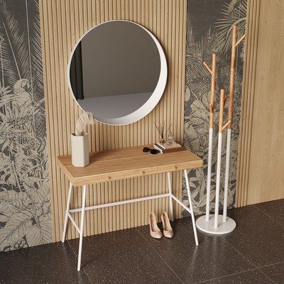 Вешалка напольная Solheim, 340×340×1710 мм, цвет белый мрамор / натуральное дерево