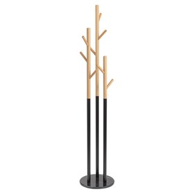 Вешалка напольная Solheim, 340×340×1710 мм, цвет чёрный мрамор / натуральное дерево
