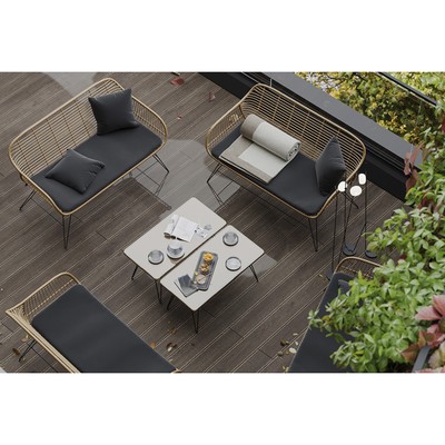 Кушетка Vetle Bent, 1250×680×820 мм, цвет ротанг